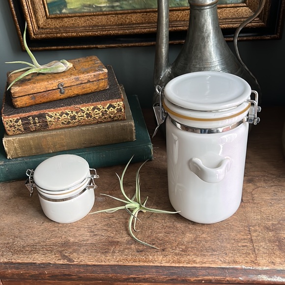 VINTAGE White Farmhouse Ceramic Canister SET - Picture 4 of 9